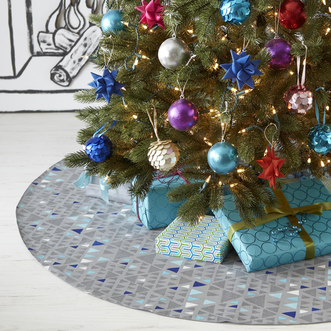 Geometric-forest-tree-skirt-silver