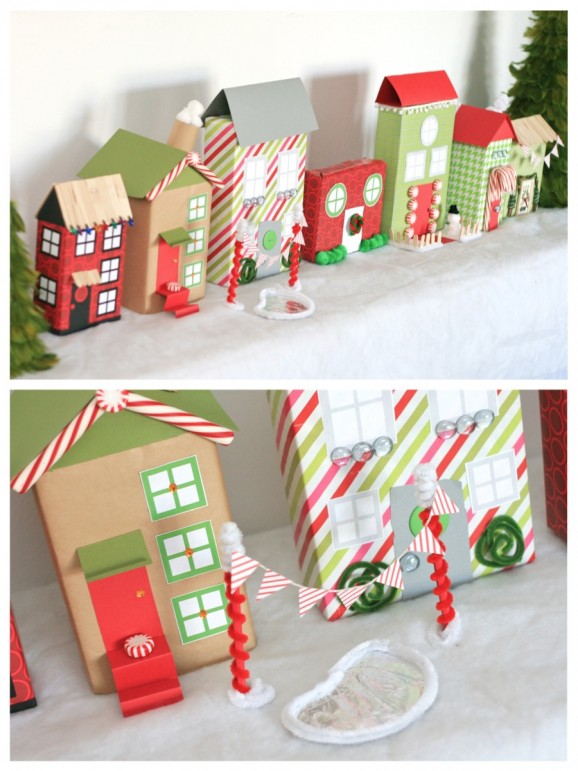 DIY Christmas Village Out of Recycled Cereal Boxes