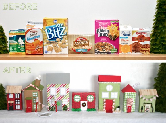 DIY Christmas Village Out of Recycled Cereal Boxes - 2