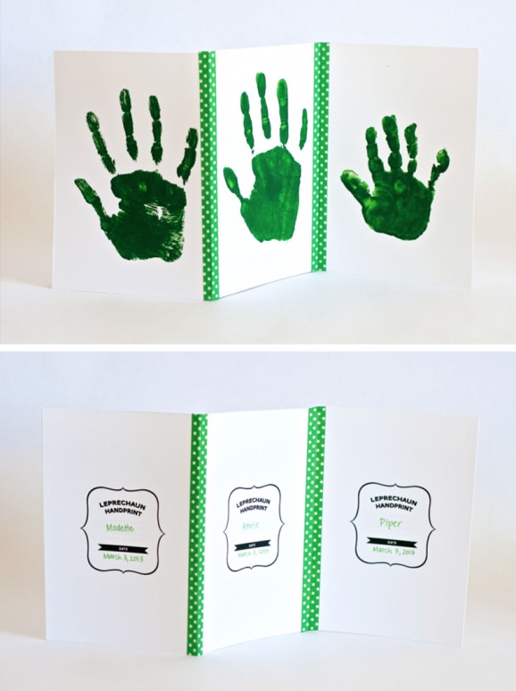 DIY St. Patrick Day Cards — Leprechaun Handprint Cards 3
