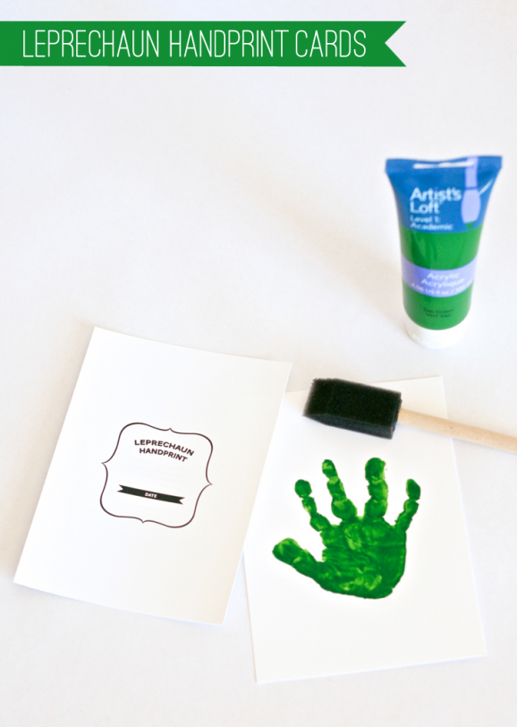 DIY St. Patrick Day Cards — Leprechaun Handprint Cards