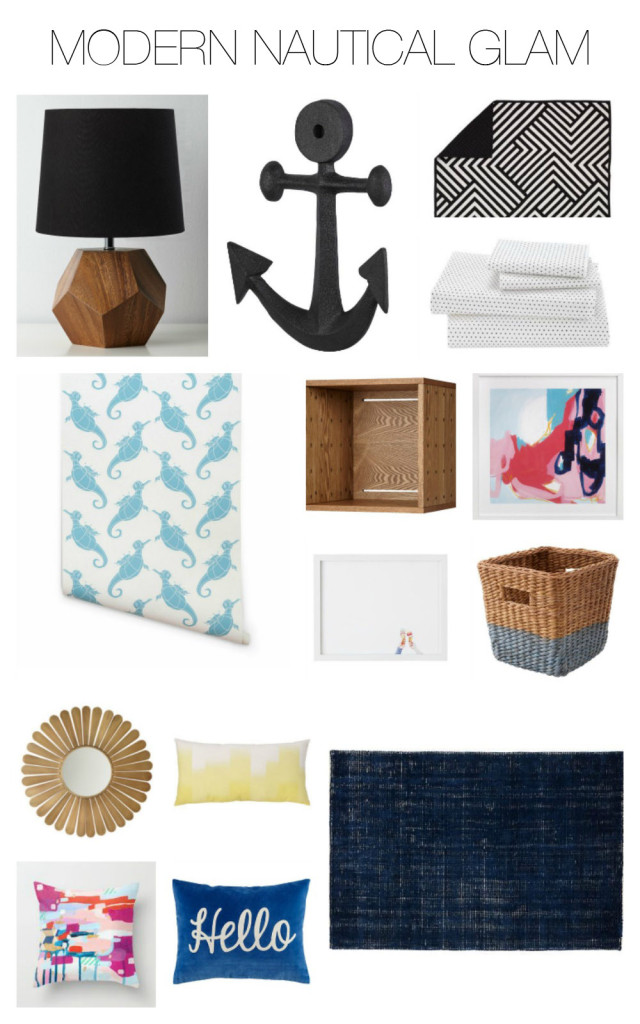 Modern nautical glam mood board