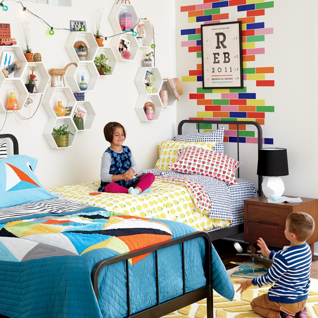 Twin Black Primary Kids Bed