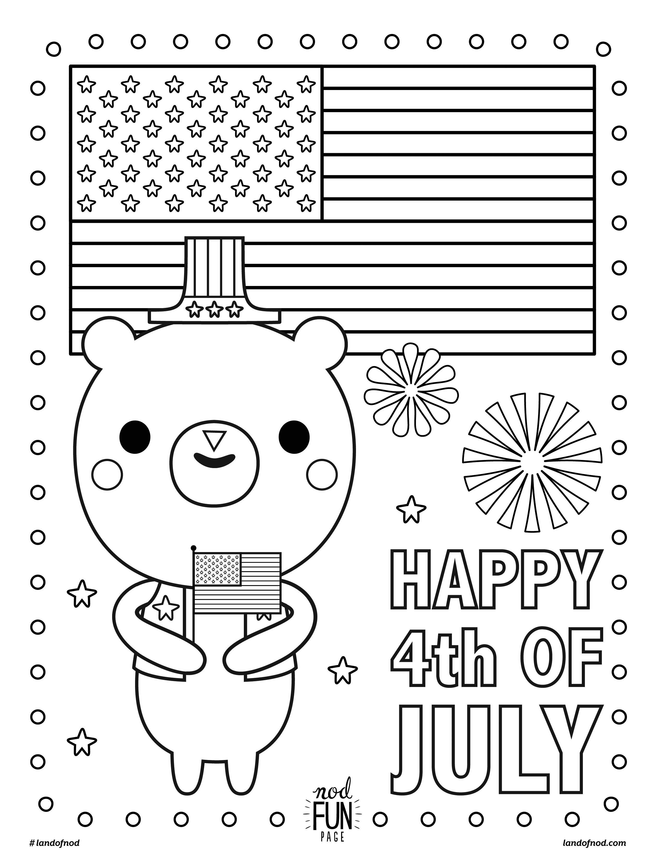 4th of July free printable coloring page 