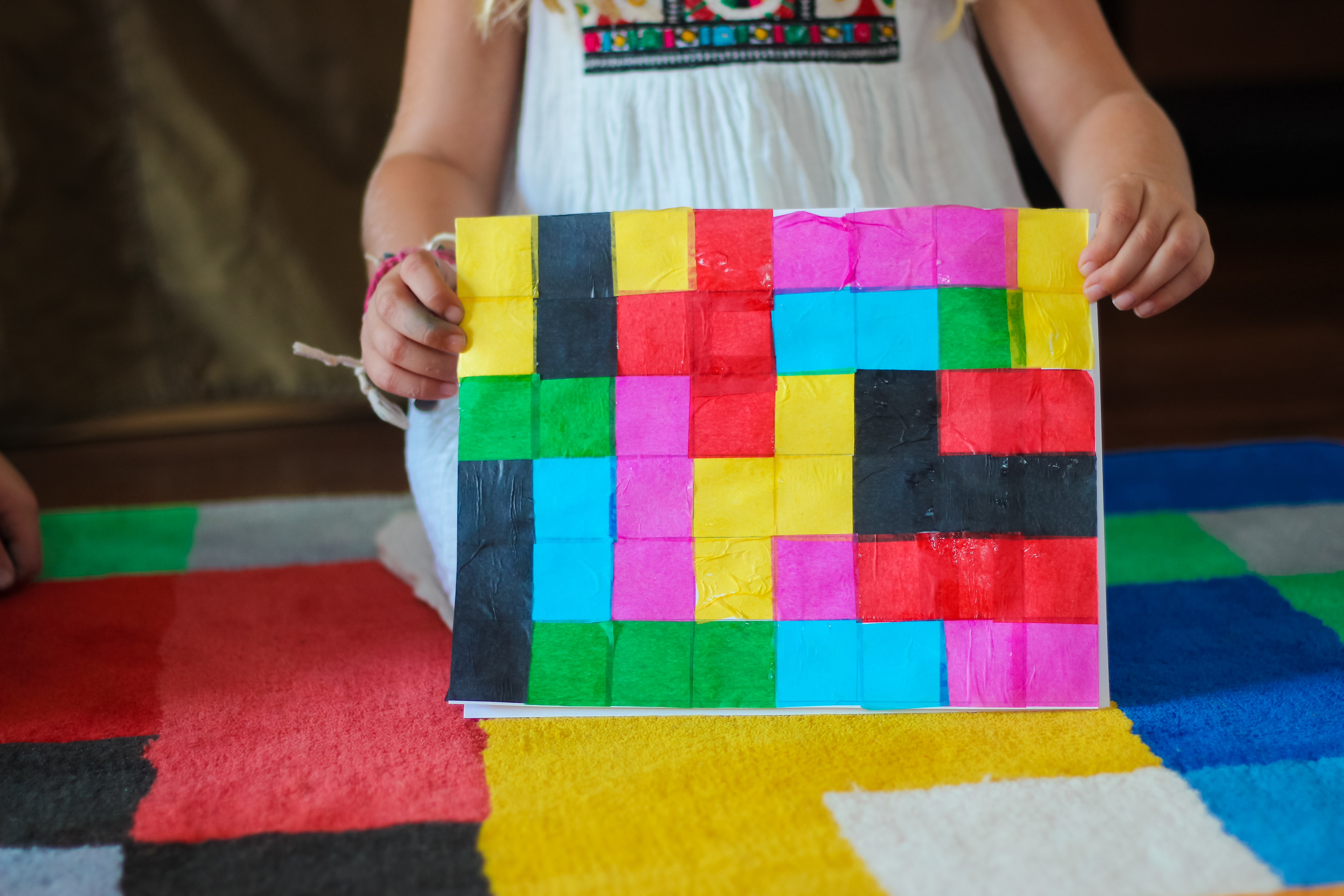 Colorful Colored Graph Paper Squares Tissue Paper